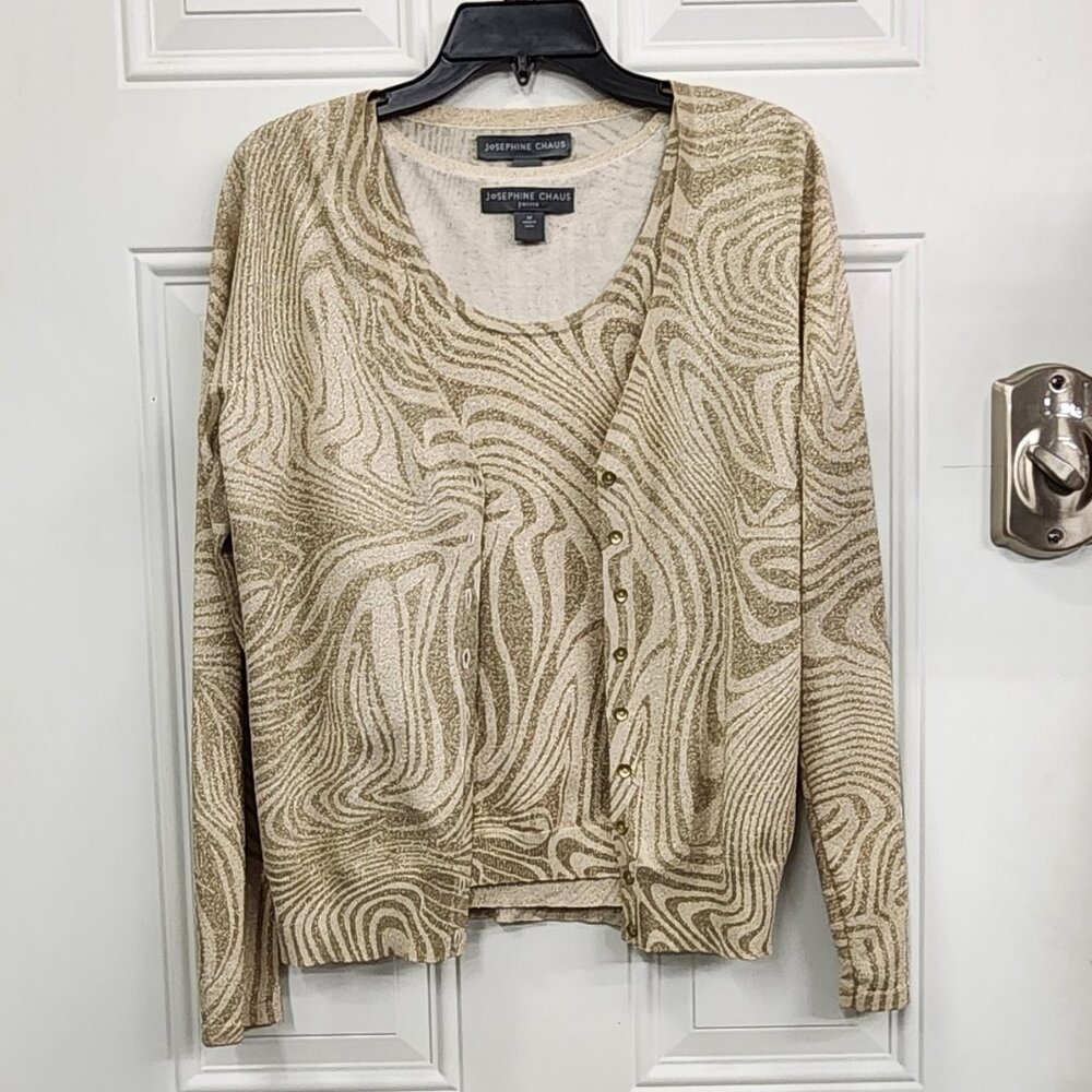 Josephine Chaus Cardigan & Tank Set - Gold Metallic - Medium & Medium Petite
